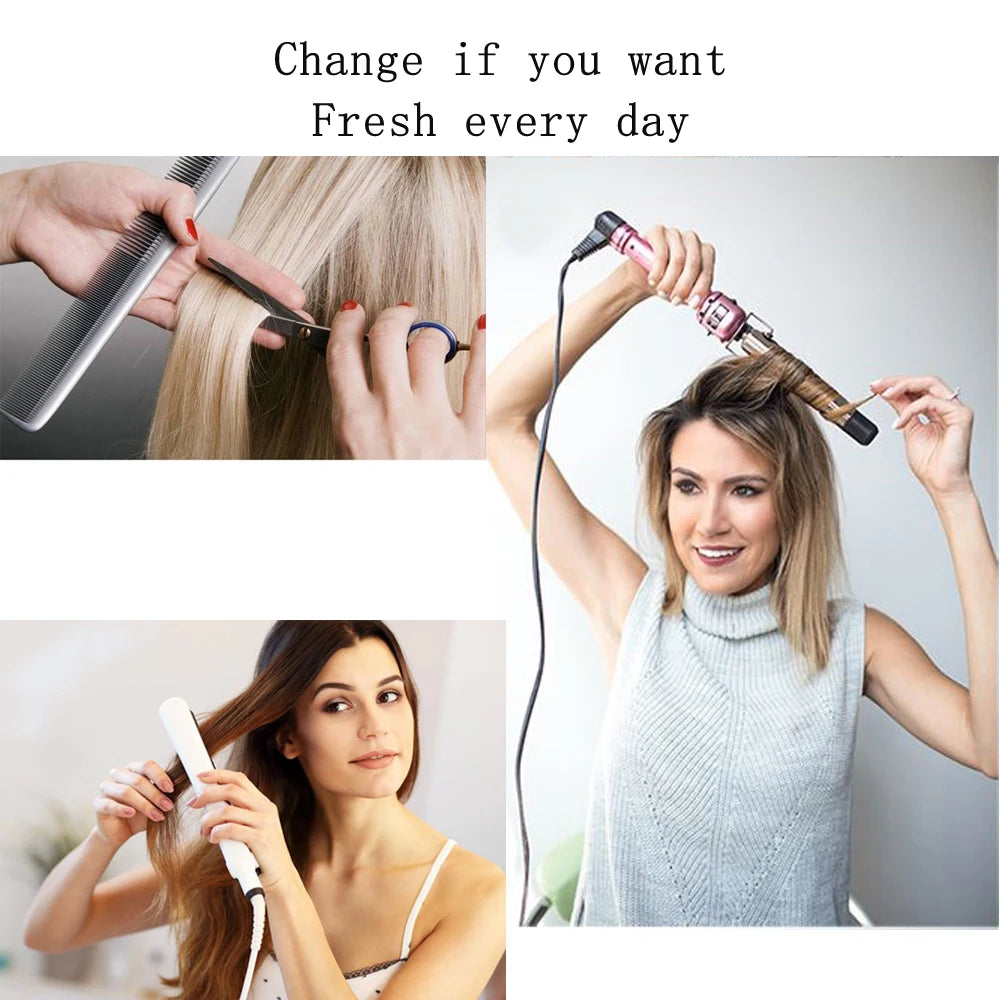 Long Straight Hairstyle 16 Clips 7Pcs/Set Hair Extensions Natural Synthetic Blonde Black Hairpieces Heat Resistant For Women