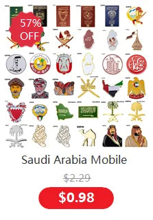 5pcs a lot Saudi Arabia Mobile Photo 3M Sticker Badge Metal Pin Broooches Pins