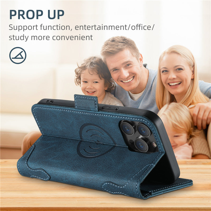 EUCAGR Magsafe Business Leather Wallet Phone Case For iPhone 12 13 14 15 Pro Max Plus 15Plus 14Pro With Flip Card Holder Cover