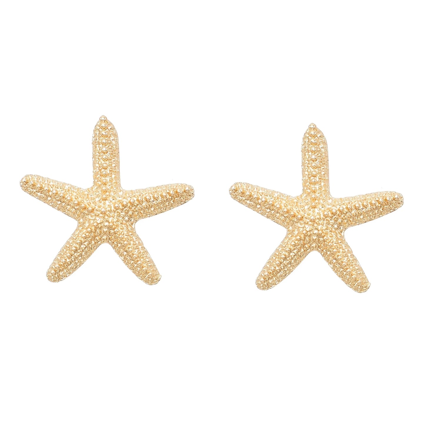 Golden Starfish Pendant Necklace Stud Earrings for Women Europ American Fashion Exaggerated Summer Marine Animal Jewelry Sets