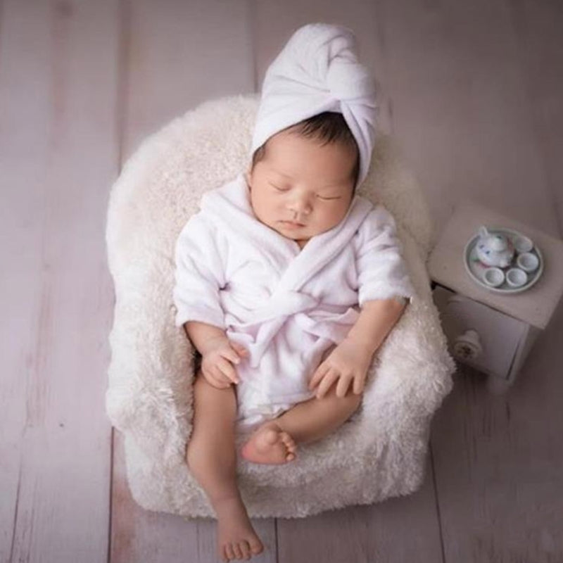 Newborn Costume for Photography Baby Breathable Bathrobe Bath Towel Headwear Slippers Photo Suit Photo Outfits