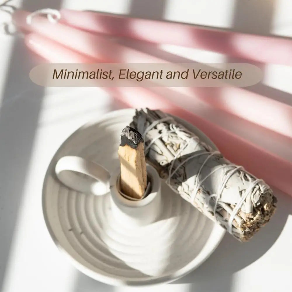 Palo Santo Sticks Holder Ceramic Sage Holder Ash Catcher Incense Burner Scent Wood Stand Burning Bowl with Handle for Palo Santo