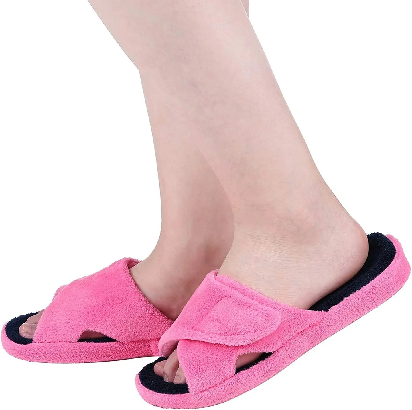 Pallene Cross Band Cotton Slippers Women Indoor Fuzzy Slippers For Ladies Non-slip Cozy Flats Slippers Open Toe House Slippers