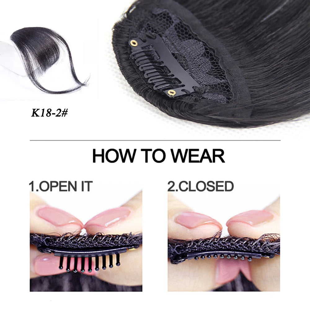 Synthetic Air Bangs Natural Short Brown Black Fake Hair Fringe Extension 1 Clip In Hairpieces Accessories For Women Girl