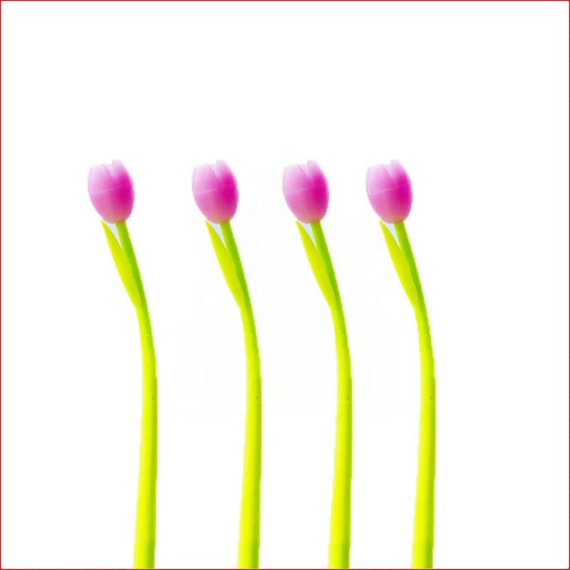 24 Pcs Creative Light Colored Tulip Silicone Gel Pens Set Small Fresh and Lovely Student Exam Writing Pen