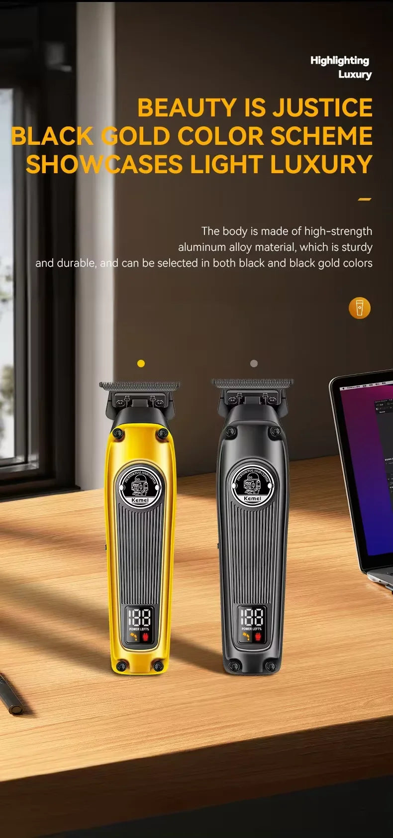 Original Kemei zero blade Professional Hair Trimmer Barber Rechargeable Electric Beard Clipper For Men Haircut Machine