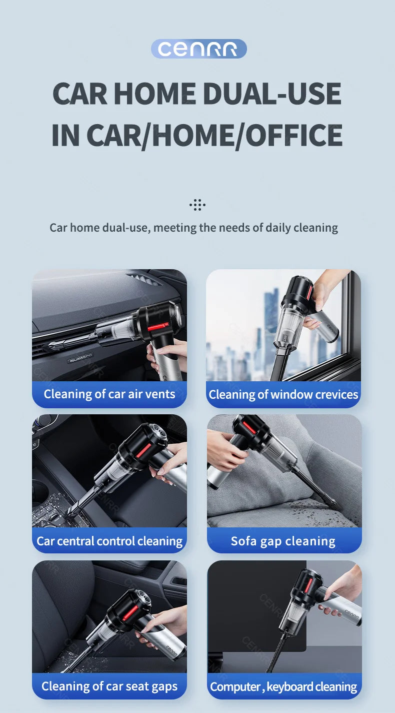 CENRR 998000PA Car Vacuum Cleaner Portable Handheld Wireless Strong Suction Car Cleaner Cleaning Machine Mini Vacuum Cleaner