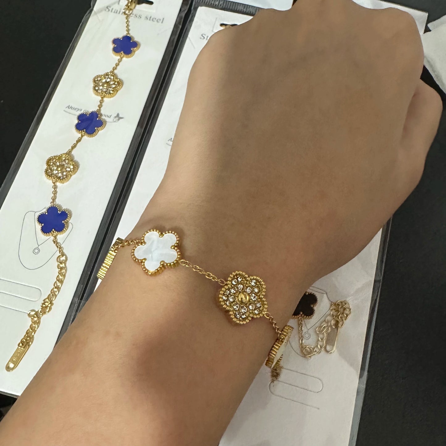 Hot Selling Plant Five Leaf Plum Blossom Stainless Steel Bracelet For Women's Jewelry Waterproof High-Quality Gift Clover
