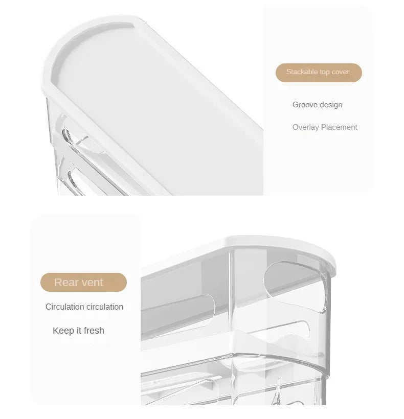 Bilayer Fridge Egg Storage Box Automatic Rolling Eggs Holder Rack Ladder Style Refrigerator Eggs Dispenser Egg Organizer Holder