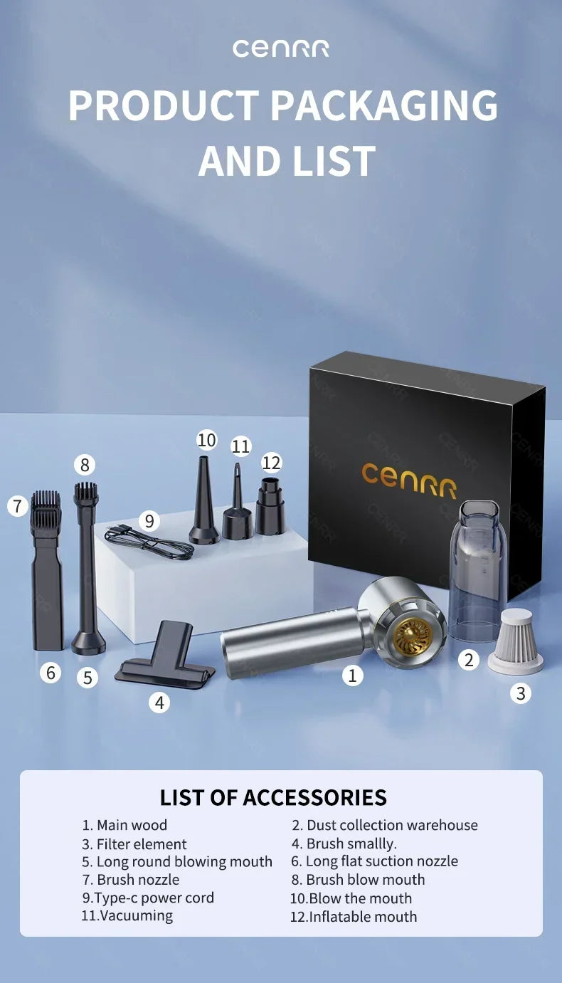 CENRR 360000PA Car Vacuum Cleaner Home Appliance Wireless Cleaner Portable HandHeld Powerful Vacuum Cleaner Cleaning Machine
