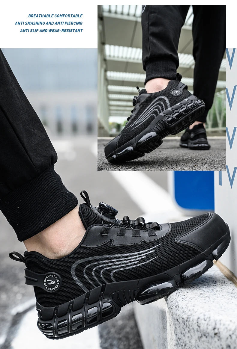 Rotating Button Safety Shoes Men Work Sneakers Indestructible Shoes Puncture-Proof Protective Shoes Work Boots Steel Toe Shoes