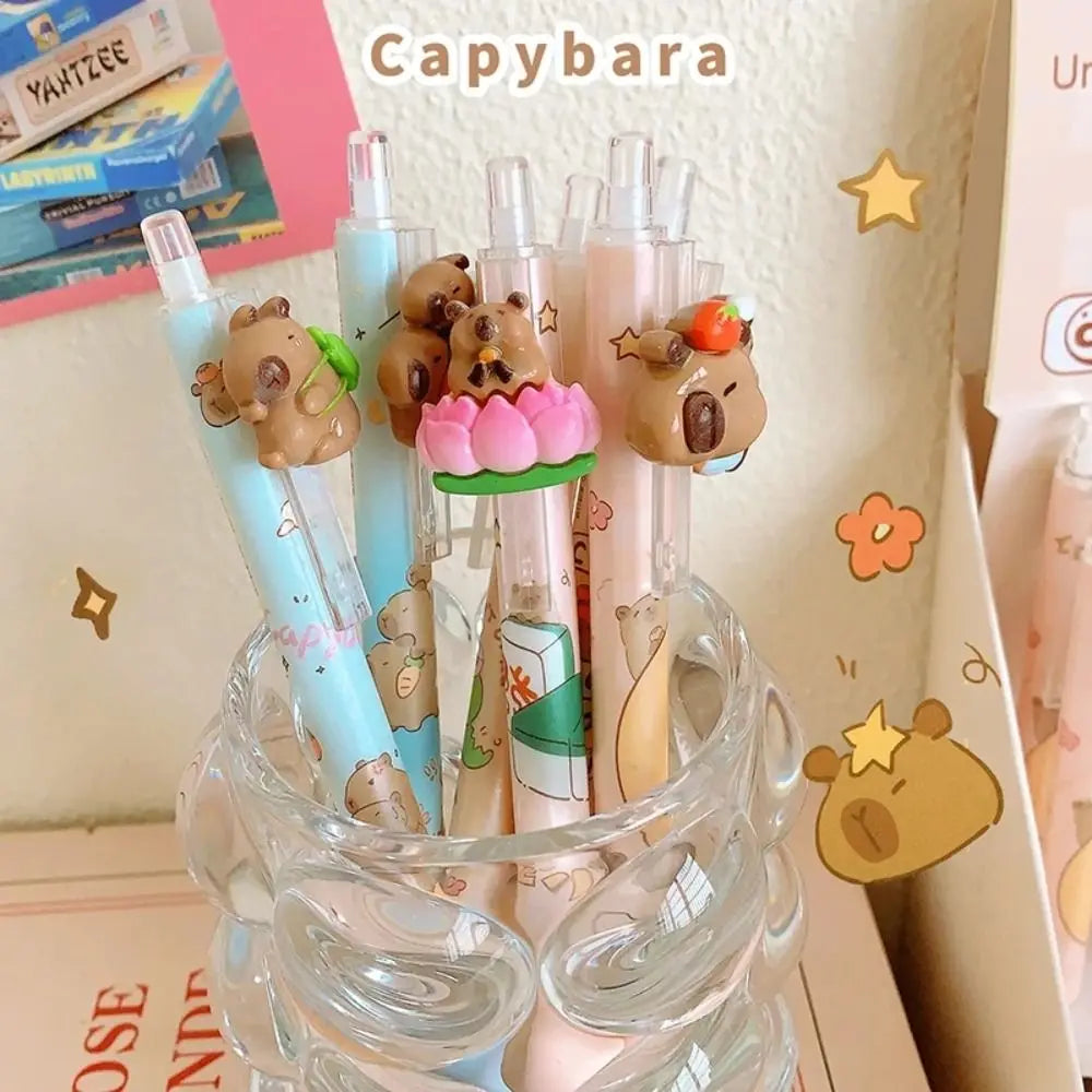 Cartoon Kawaii Capybara Gel Pen 0.5mm Erasable Pen ST Nib Blue Ink Cute Writing Pen School Office Supplies Stationery Gift