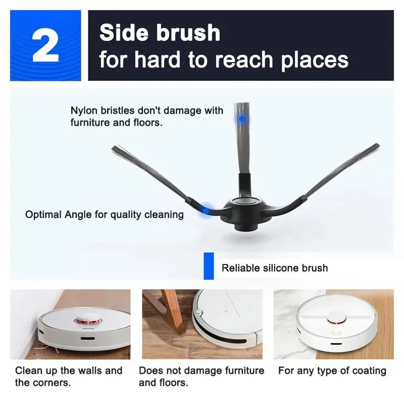 Original XIAOMI MIJIA 3C Robot Vacuum Mop B106CN Accessories Main Brush Side Brush Hepa Filter Mop Cloths Rag Replacement Parts