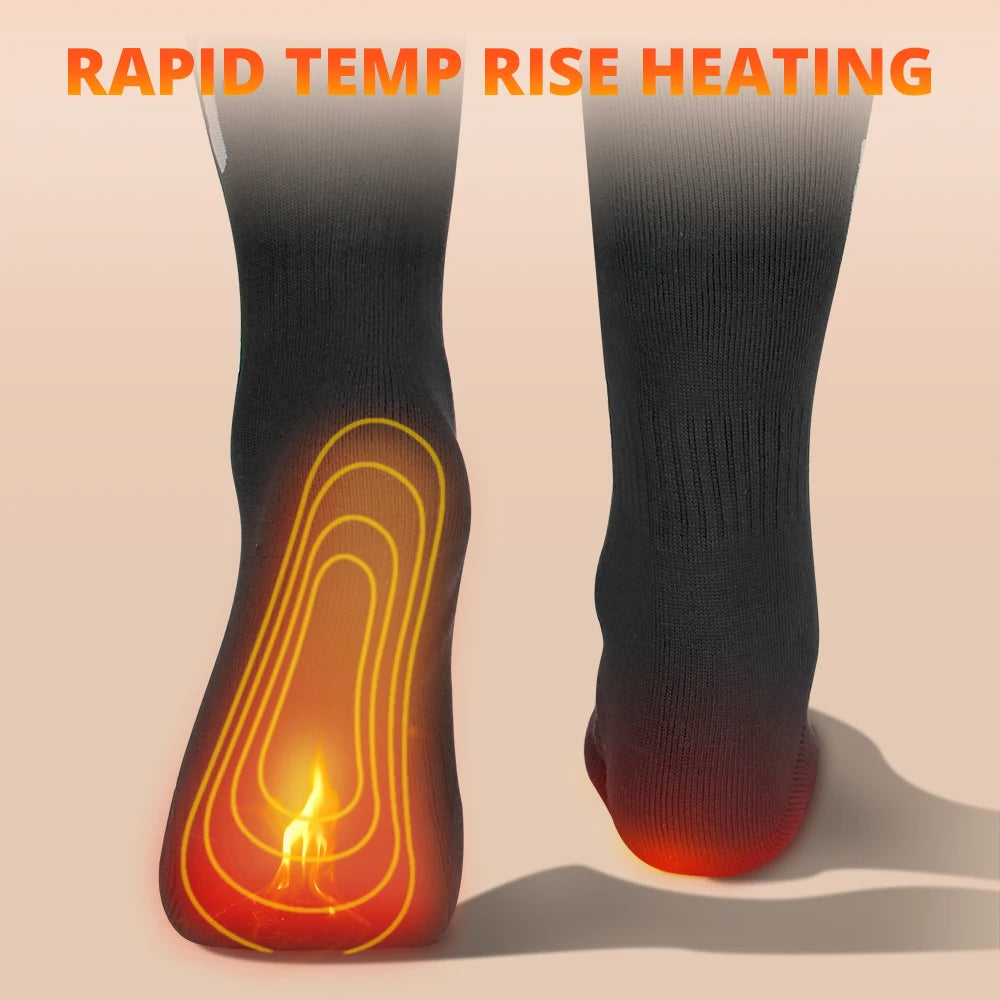 65℃ Heated Socks Winter Warmth 4000mAh USB Rechargeable Heating Socks Outdoor Ski Heated Boots Snowmobile Skiing Sock
