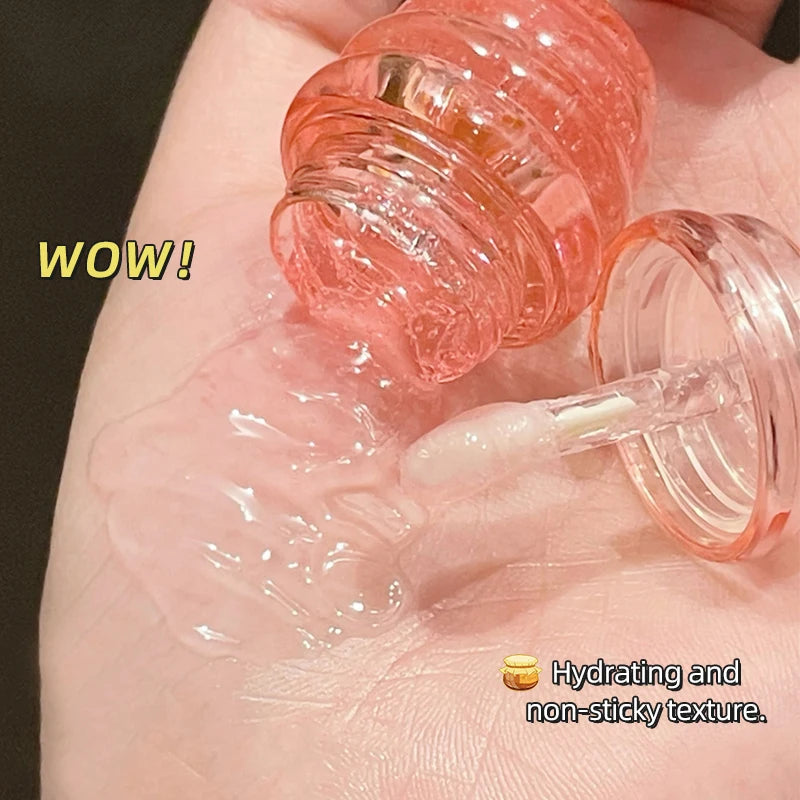 Lovely Honey Pot Lip Oil Fresh Fruit Lip Balm Long Lasting Moisturizing Clear Lip Oil Liquid Lipstick Lip Gloss Makeup Cosmetics