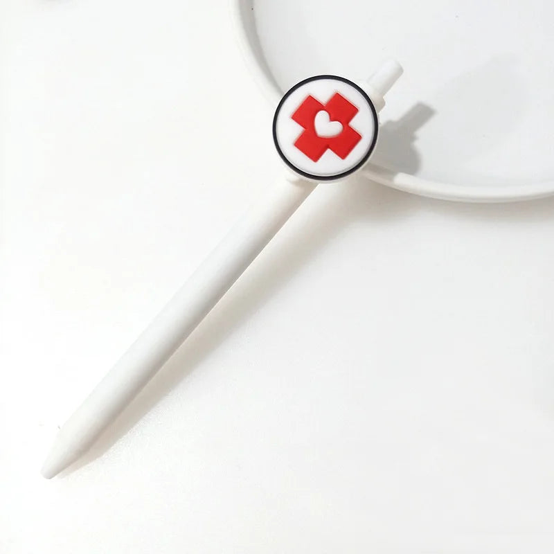 Nurse Doctor Gel Pens 0.5mm Black Ink Writing Pen Cute Cartoon Ornament Retractable Gel Pens Hospital Supplies