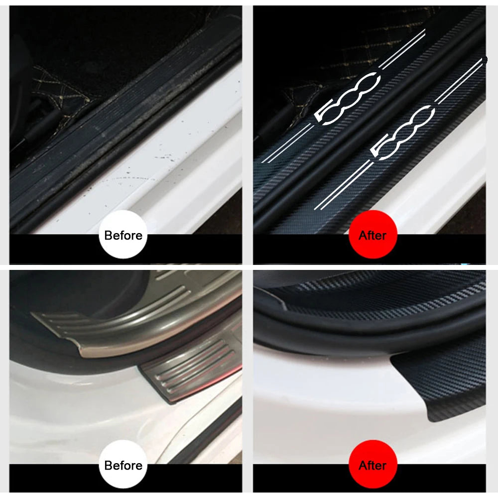 Car sticker carbon fiber decorative strip car door sill For Fiat 500 500X 500L Accessories