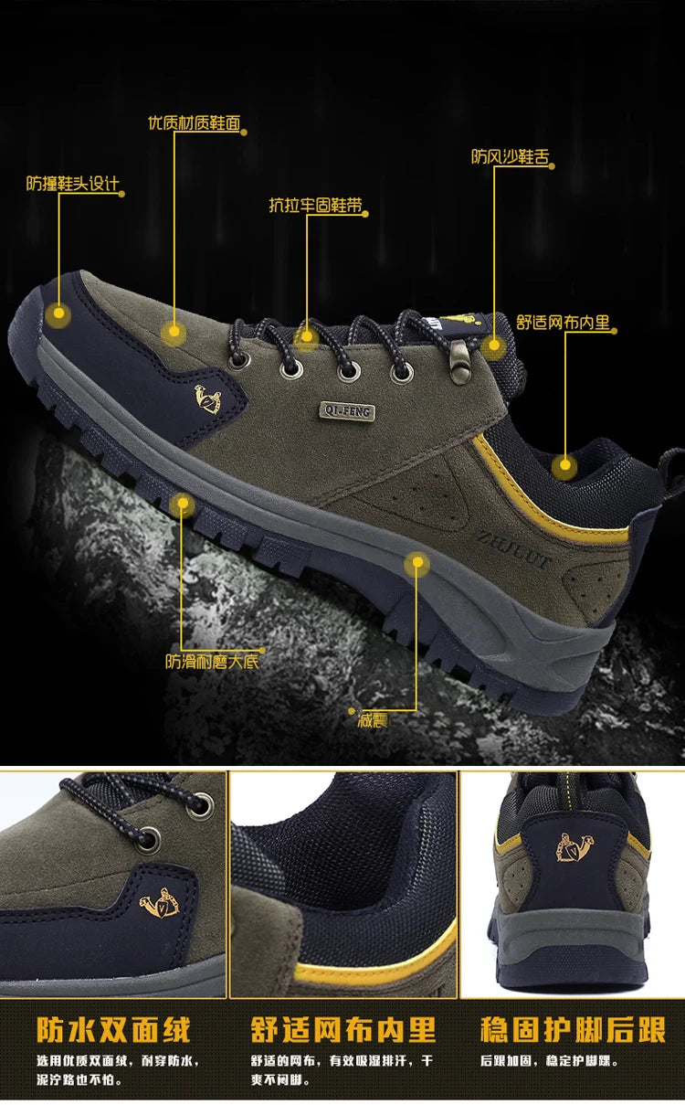 High Quality Outdoor Walking Sneakers Rubber Sole Suede Leather Men Hiking Shoes Durable Leather Climbing Shoes Zapatillas 36-47