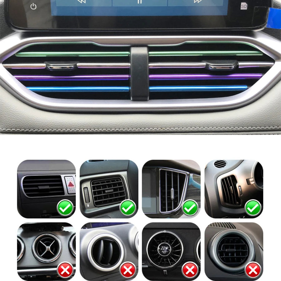 10PCS 20cm Universal Car Air Conditioner Outlet Decorative U Shape Moulding Trim Strips Decoration Accessories Car Styling