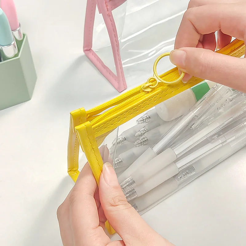 Kawaii Pencil Cases PVC Waterproof Pencil Bags Transparent Pen Pouch Trousse Scolaire School Supplies Cute Korean Stationery
