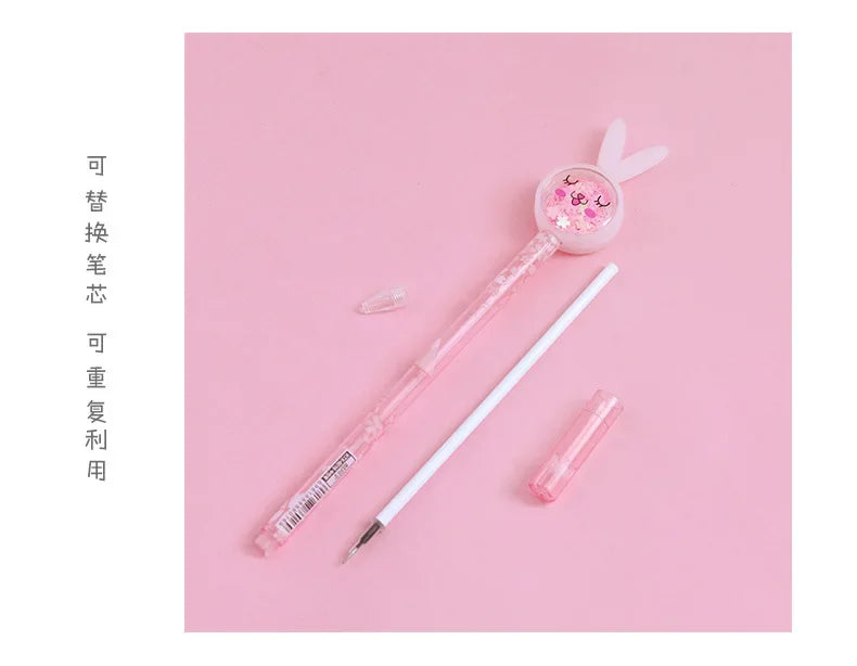 Cartoon Creative Bunny Ears Sequin Gel Pen Signature Pen Lovely Student Examination Writing Pen