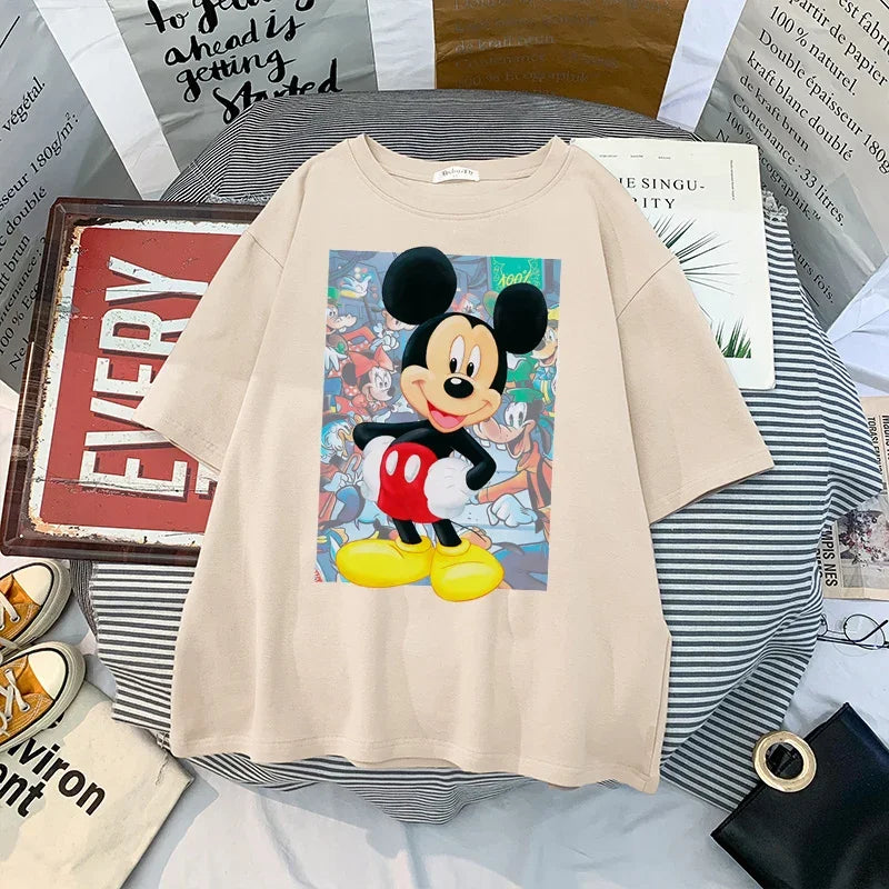 Anime Women Kawaii Mickey Mouse T Shirt Men Cute Minnie Mouse T-shirt Unisex Couple Tshirt Graphic Top Tees Male Female