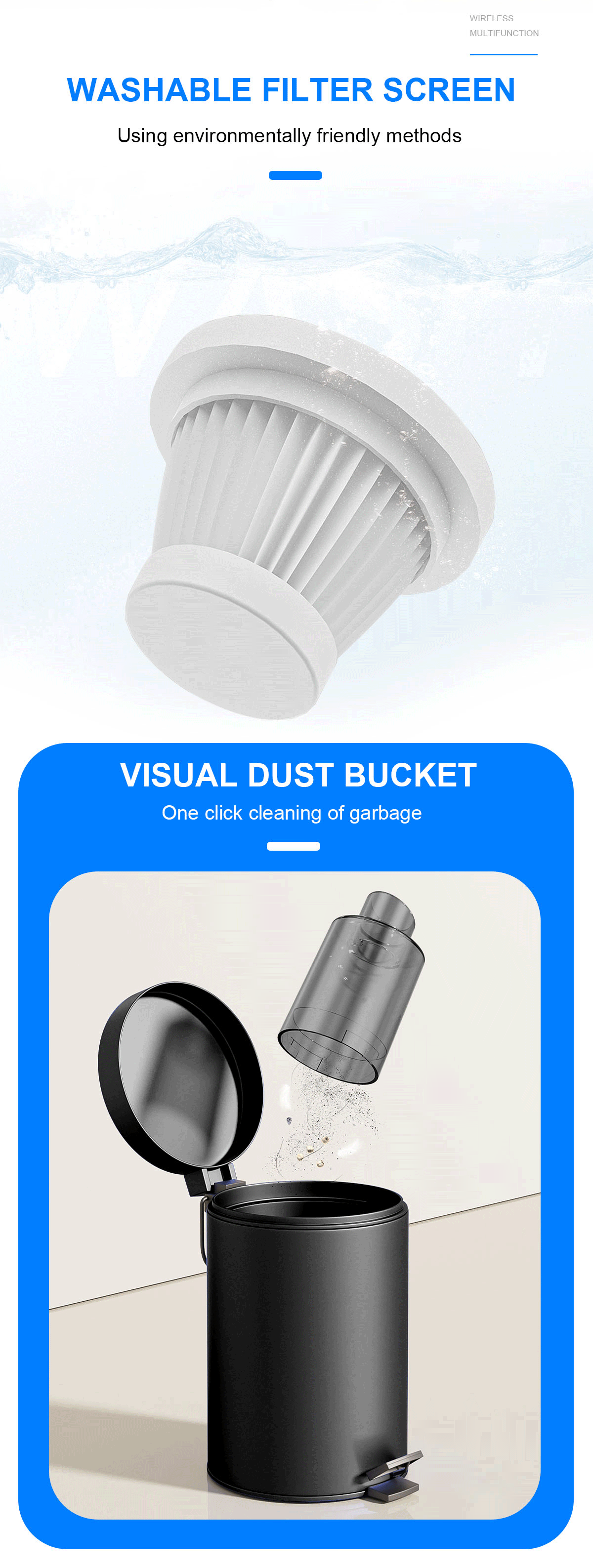 Car portable blow-svacuum cleaner Car and home Usb charging High power strong suction handheld small wireless car vacuum cleaner