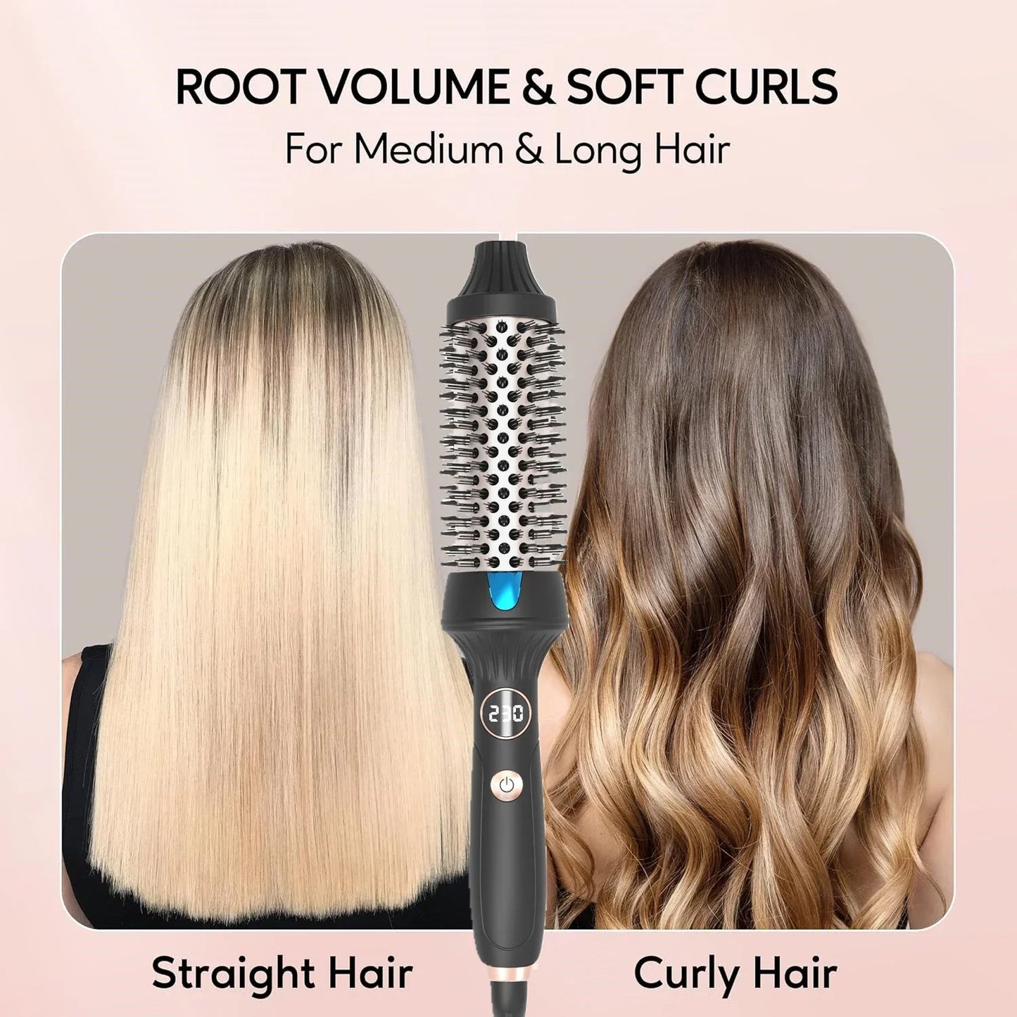 Thermal Brush 1.5 Inch Heated Curling Brush Ceramic Curling Iron Volumizing Brush Heating Round Travel Hair Curler Comb
