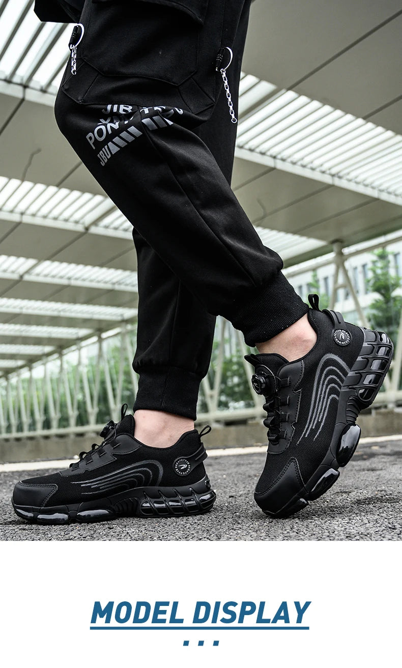 Rotating Button Safety Shoes Men Work Sneakers Indestructible Shoes Puncture-Proof Protective Shoes Work Boots Steel Toe Shoes