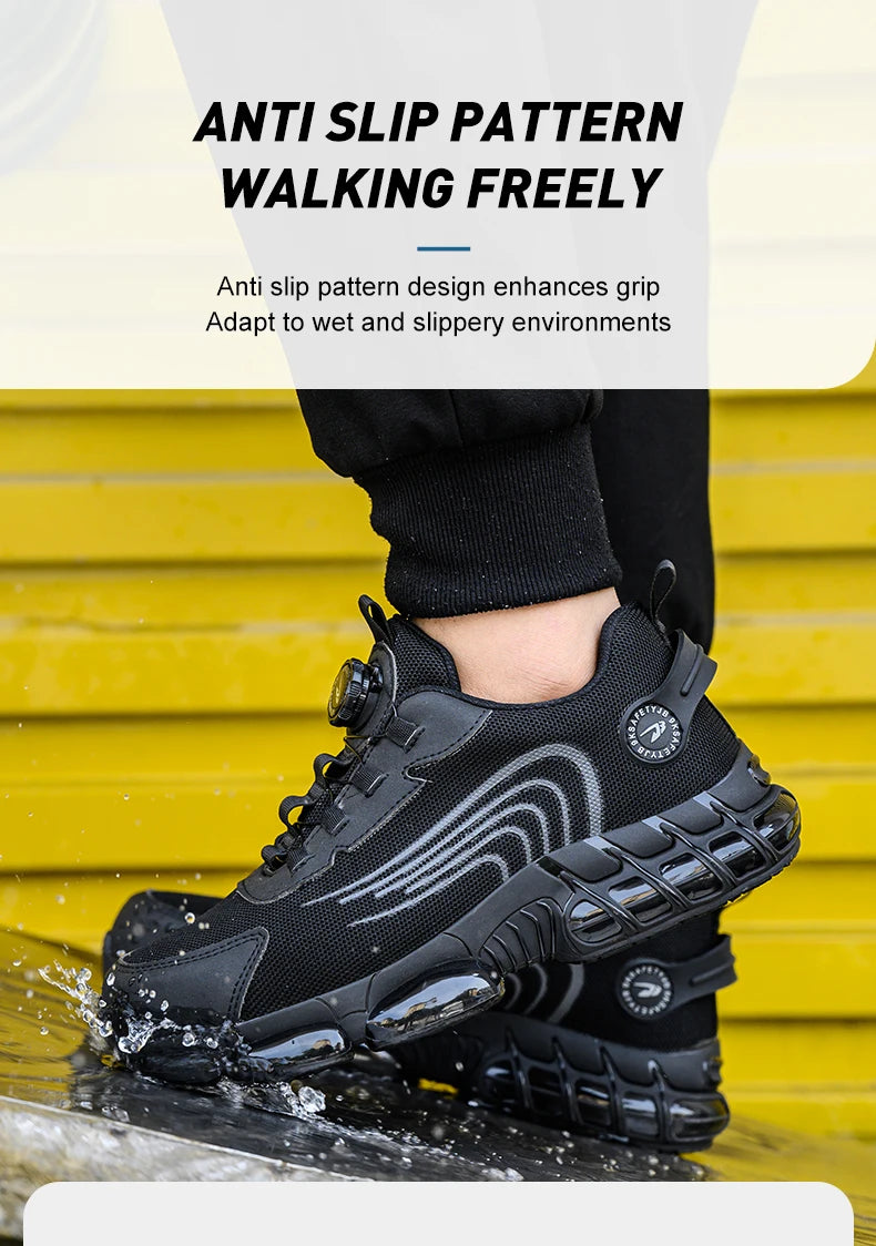 Rotating Button Safety Shoes Men Work Sneakers Indestructible Shoes Puncture-Proof Protective Shoes Work Boots Steel Toe Shoes