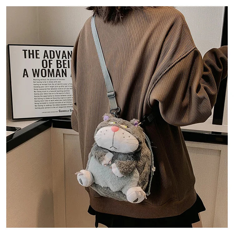 Disney Lucifer Cat Backpack Women Plush Bag Anime Cinderella Pet Plush Shoulder Bag Portable Drawstring High Capacity Girl Gift