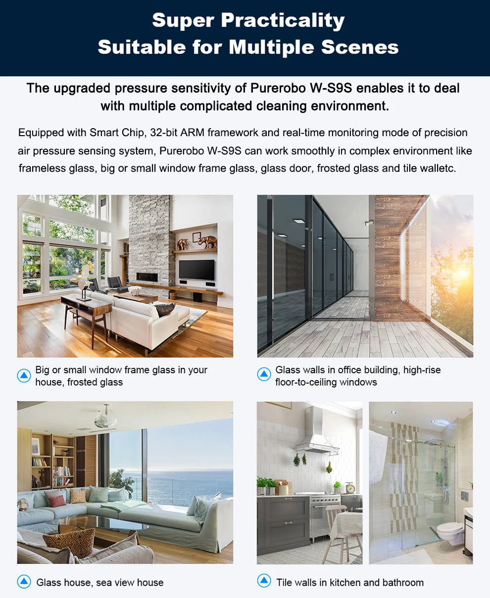 Purerobo W-S9S Window Cleaning Robot Smart APP& Remote Control Automatic Water Spray Clean Glass Electric Vacuum Cleaner Robot