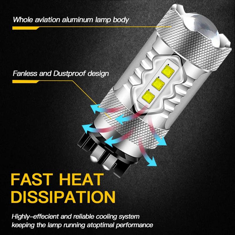 2PCS Amber Yellow White 80w PW24W PWY24W LED Bulbs For Audi A3 A4 A5 Q3 VW MK7 Golf CC Fusion Front Turn Signal Lights