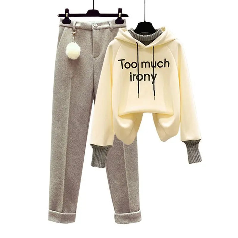Spring and Autumn Set Women's New Korean Version Loose Fit Slimming and Stylish Top Age Reducing Casual Pants Two-piece Set