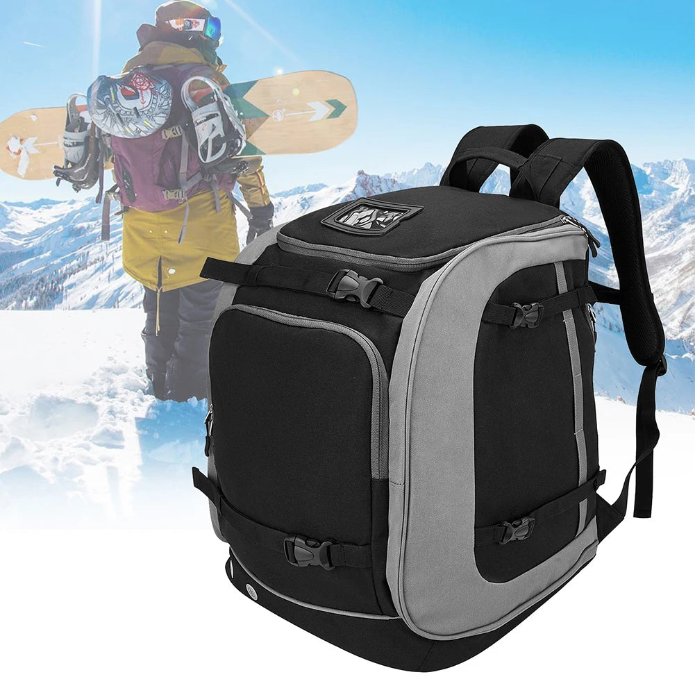 65L Ski Boot Travel Backpack Large Capacity Ski Boot Bag Durable Storage Backpack For Ski Helmet Goggles Snowboard 21x15x13 In