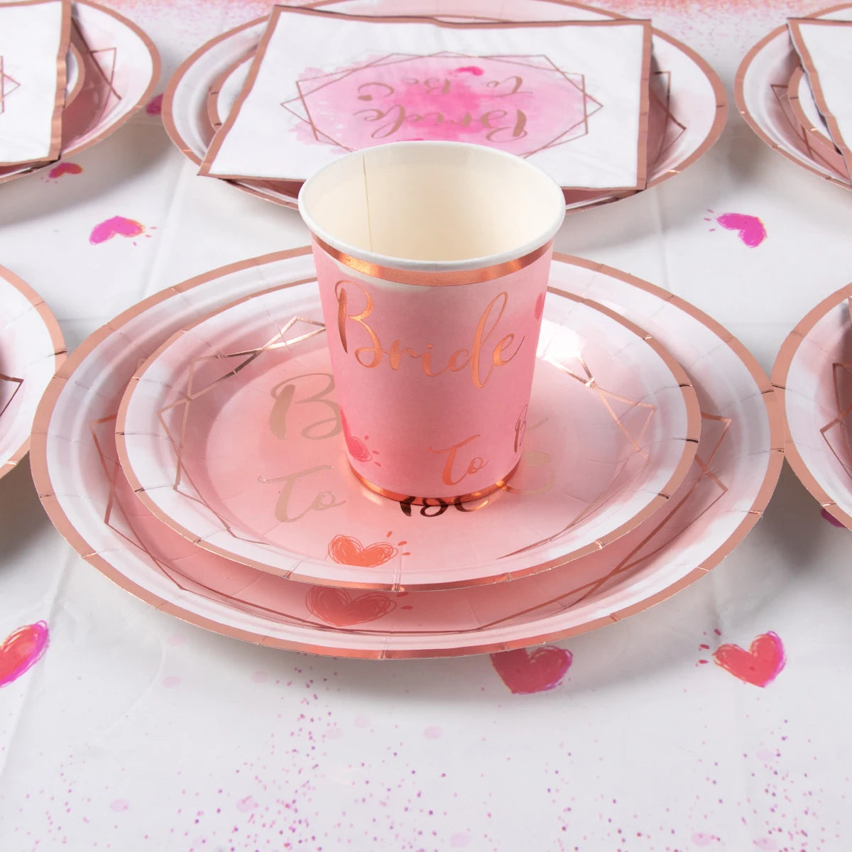 Bridal Shower Decorations Bride to Be Disposable Tableware Set Plate Cup Napkins Decor Bachelorette Party Hen Night Supplies
