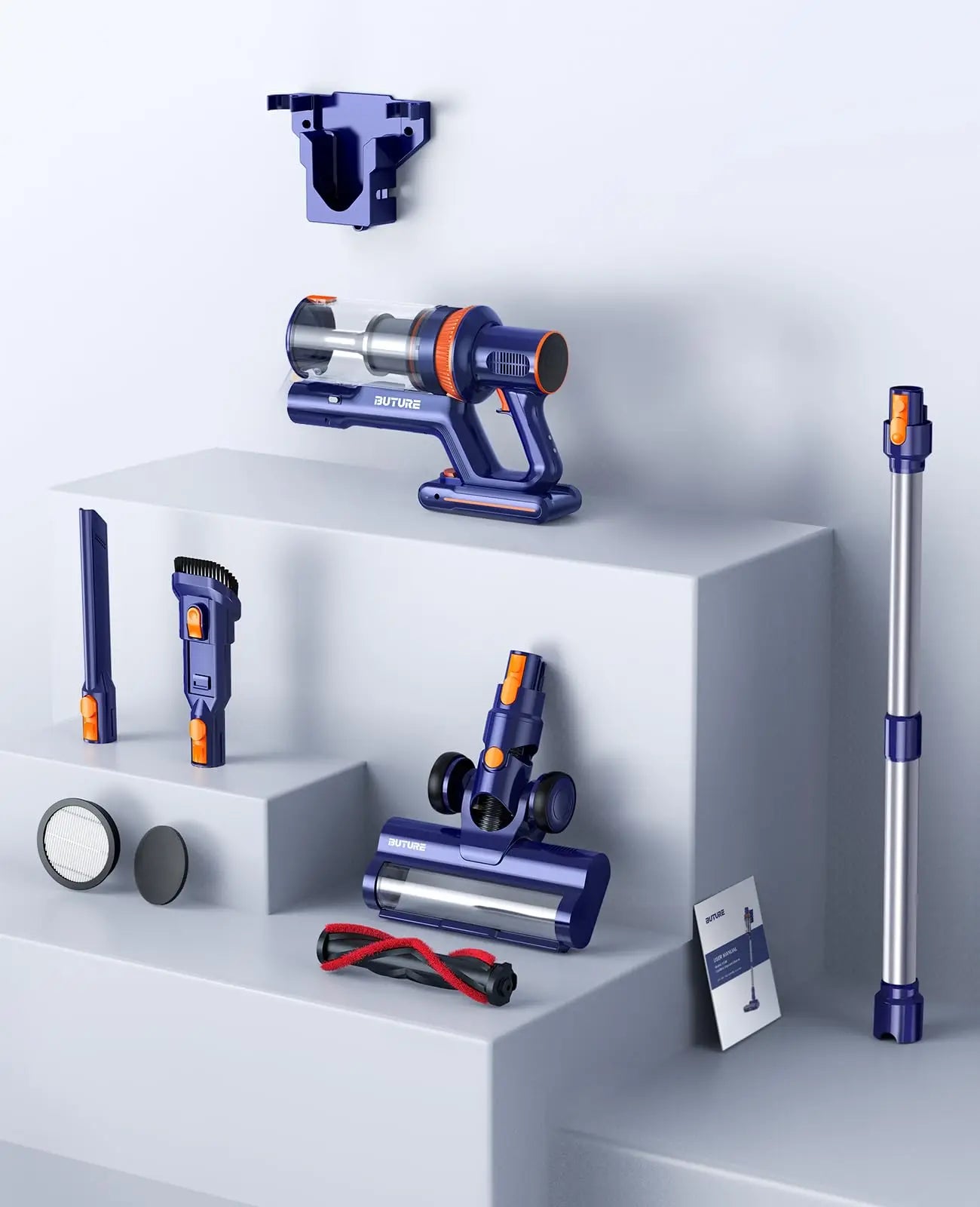 BUTURE 450W 38Kpa Suction Power Handheld Cordless Wireless Vacuum Cleaner for Home Appliance 1.2L Dust Cup Removable Battery