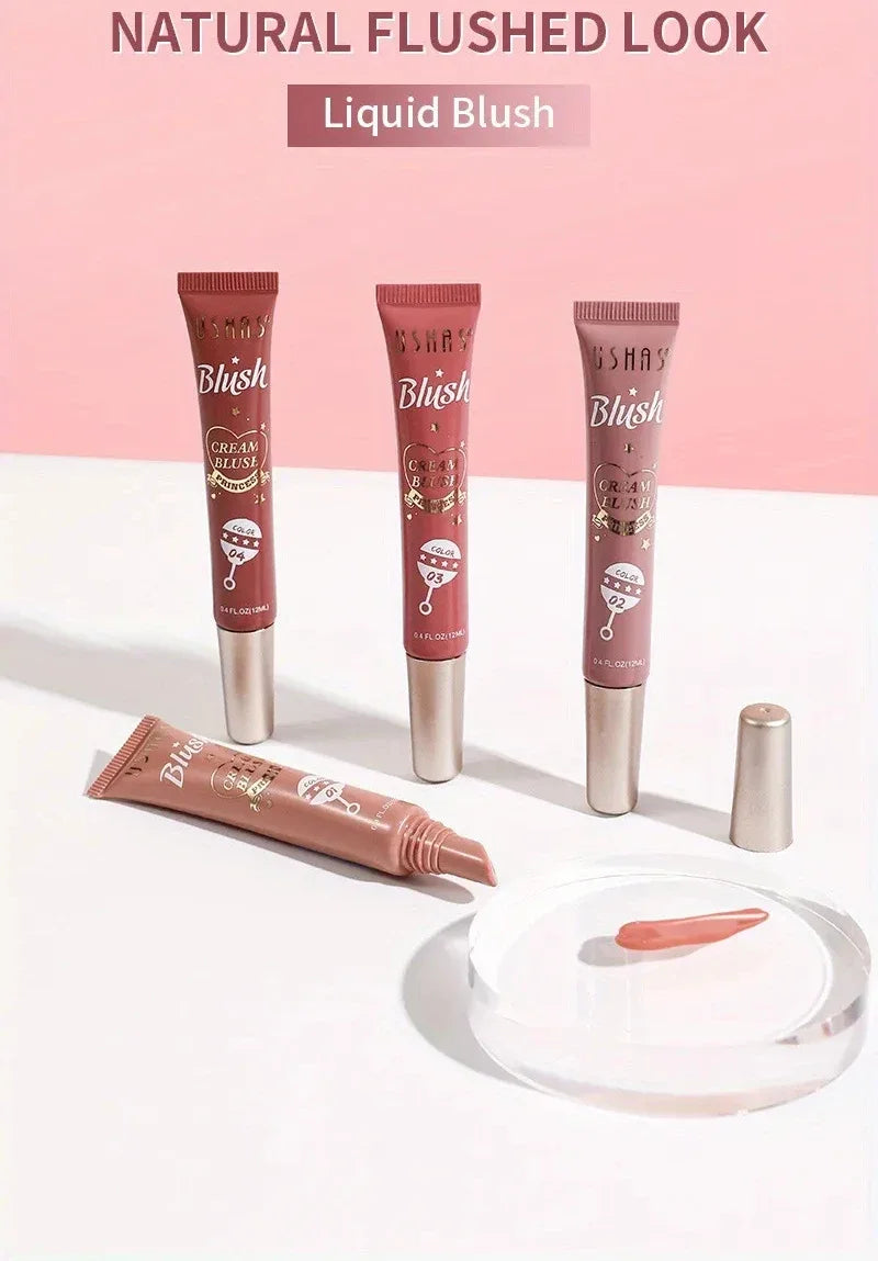 4 Colors Lasting Natural Liquid Blush Eyeshadow Liquid Contouring Face Blusher Waterproof Facial Blush Stick Light Liquid Blush