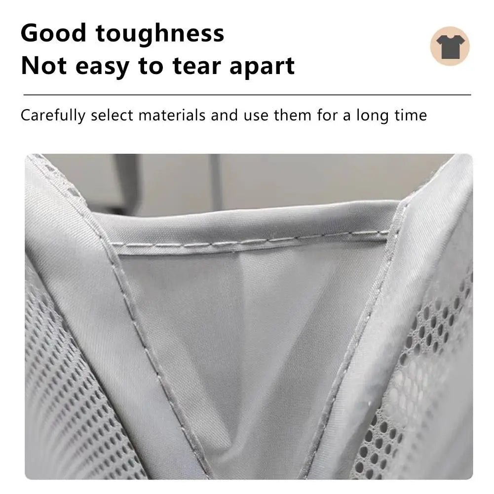 Folding Laundry Basket Organizer for Dirty Clothes Bathroom Clothes Mesh Storage Bag Household Wall Hanging Basket Frame Bucket