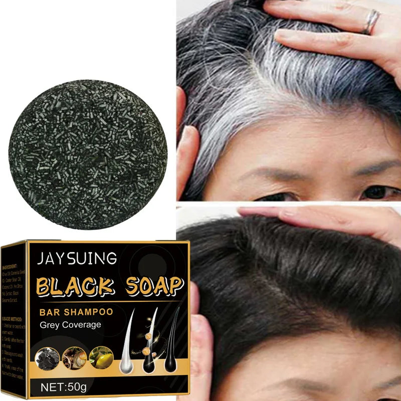 Grey Coverage Bar Shampoo Repair Gray White Hair Color Treatment Smoothing Nourishing Anti Dandruff Natural Hair Darkening Soap