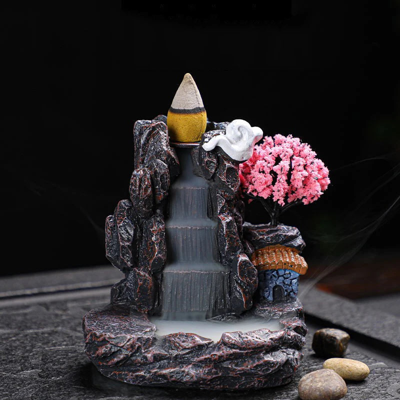 Backflow Incense Holder Waterfall Incense Burner Home Decor Aromatherapy Ornament Incense Cones with Backflow Incense Cones