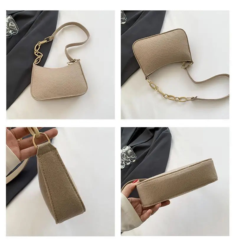 Fashion Felt Shoulder Bags For Women Women'S Subaxillary Bag Design Advanced Texture Armpit Handbags Purses Crescent Saddle Bag