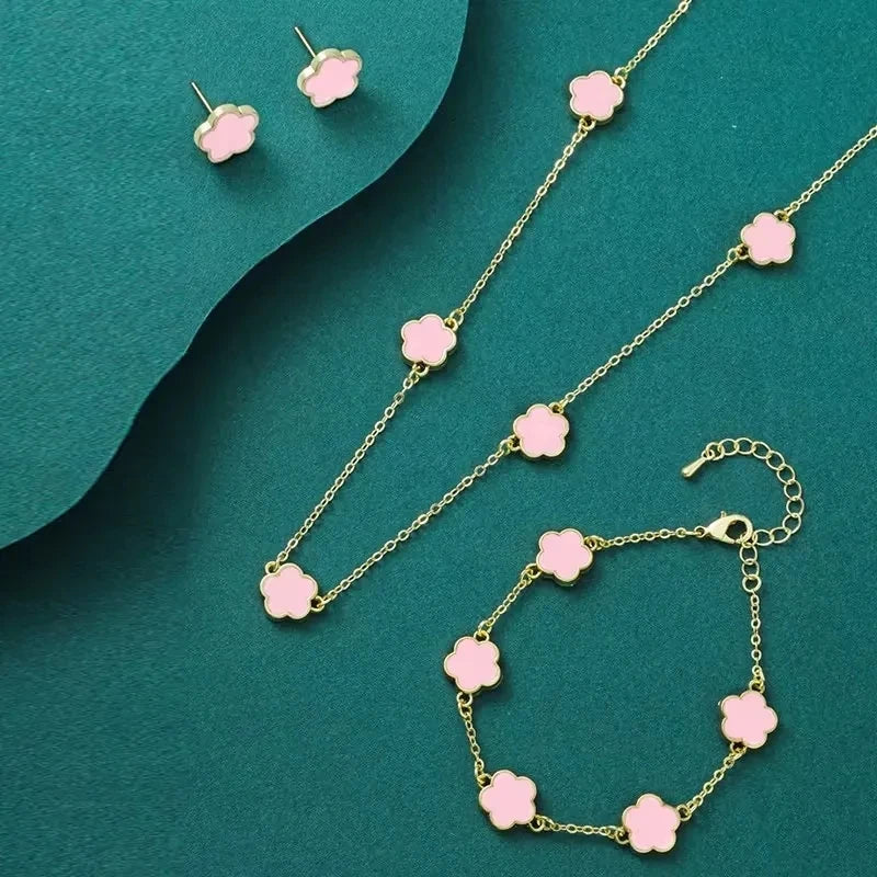 Exquisite Cherry Red Necklace And Earring Set For Women Fashionable Personalized Daily Accessory Party Jewelry Birthday Gifts