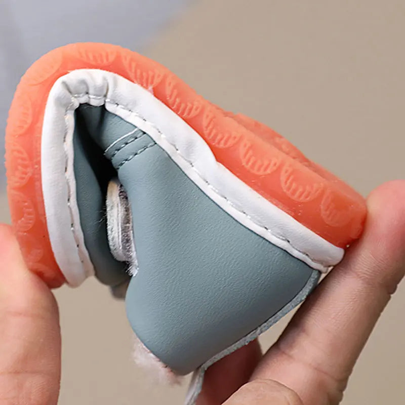 Newborn Baby Girls Boys Shoes Soft Non-slip Infant Toddler Leather First Walkers Autumn Winter Plush Warm Kids Cartoon Sneakers