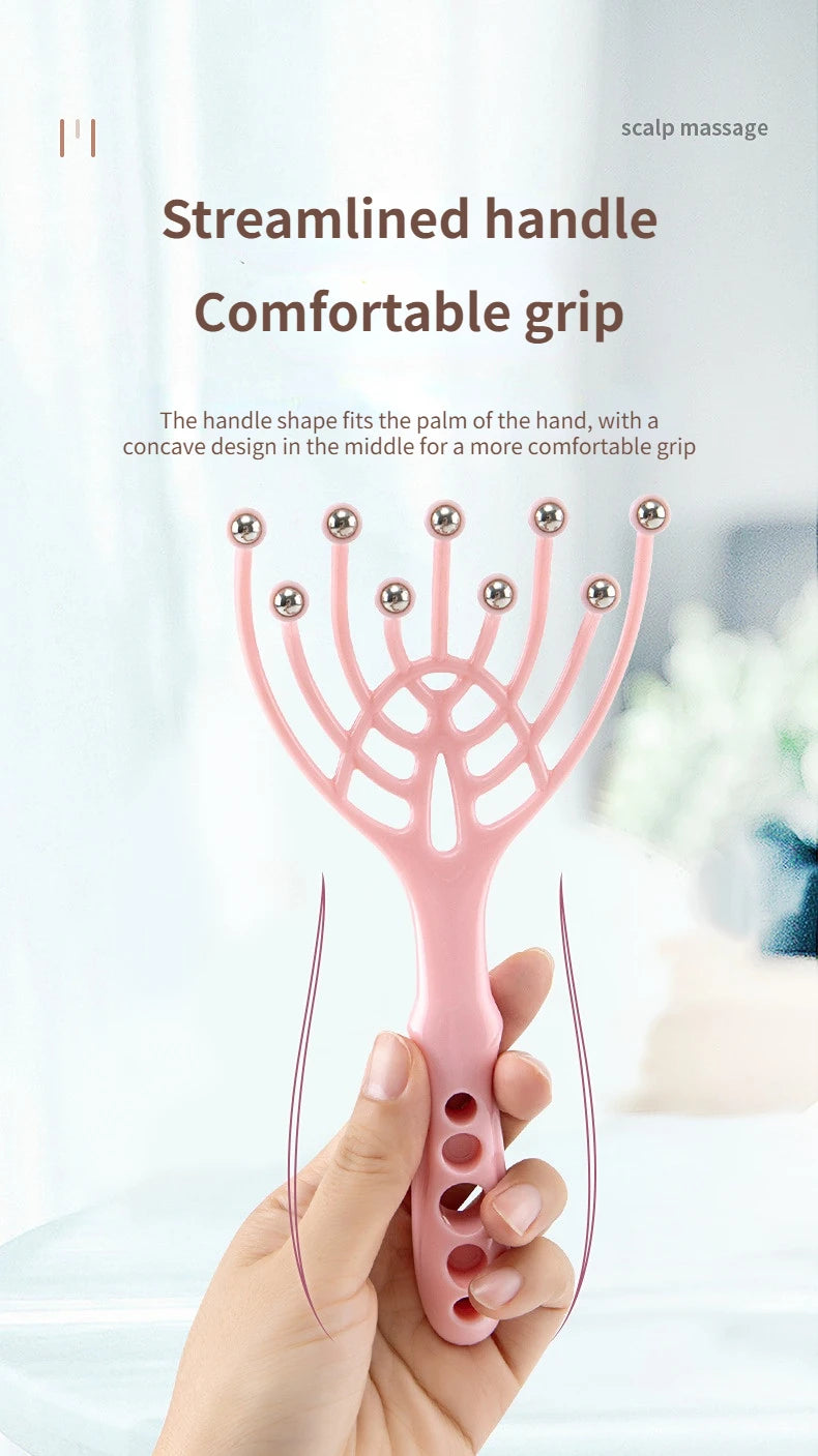 9 Claws Head Massager Scalp Massager Manual Steel Ball Massage Relaxation for Waist Back and Leg Stress Relief Aid Roller
