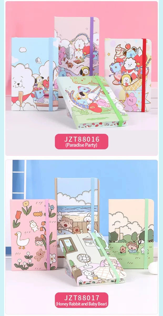 Cartoon a7 binding hardcover student Pocket This cute little notebook with hot gold and color border portable notepad