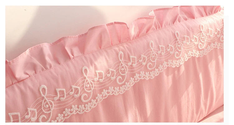 5PCS/Set Lace Crib Surround Solid Color Children's Bedding Kit Pure Cotton Thicken Baby Anti-collision Bed Bumpers Sheet