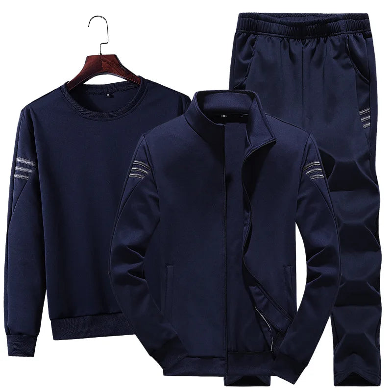 (M-5XL)Spring And Autumn New Korean Sweater Suit Men's Casual Sports Trend Three Piece Suit