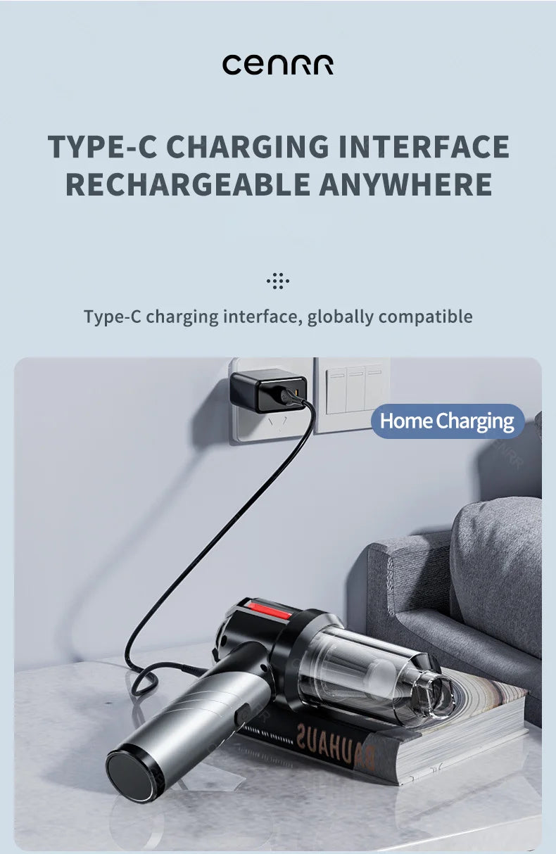 CENRR 998000PA Car Vacuum Cleaner Portable Handheld Wireless Strong Suction Car Cleaner Cleaning Machine Mini Vacuum Cleaner