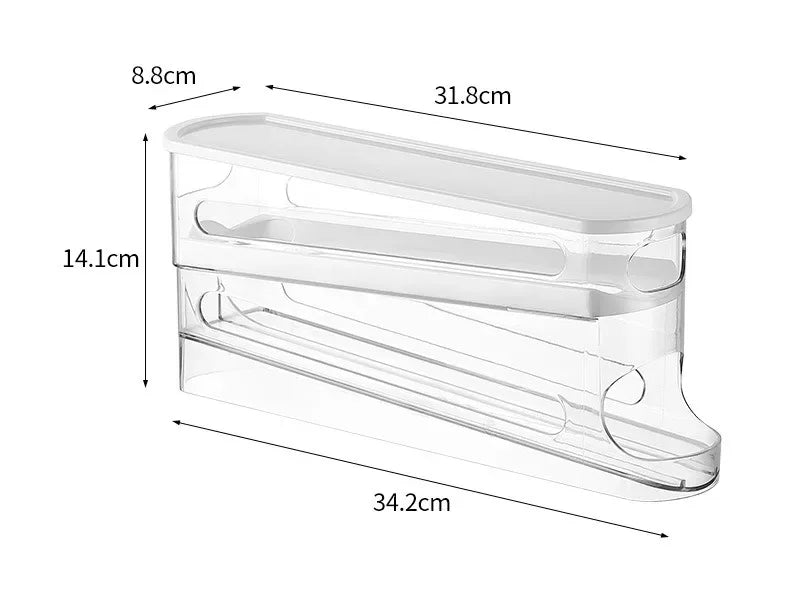 Bilayer Fridge Egg Storage Box Automatic Rolling Eggs Holder Rack Ladder Style Refrigerator Eggs Dispenser Egg Organizer Holder